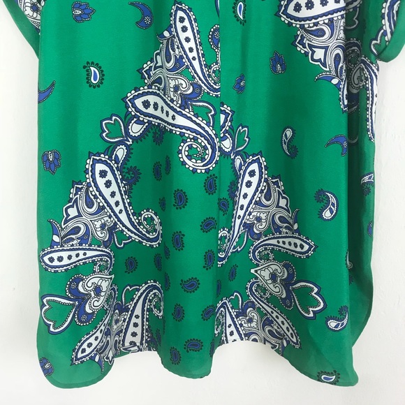 Zara Handkerchief Print Cuffed Short Sleeve Top S - Picture 6 of 7
